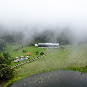 Lago con neblina